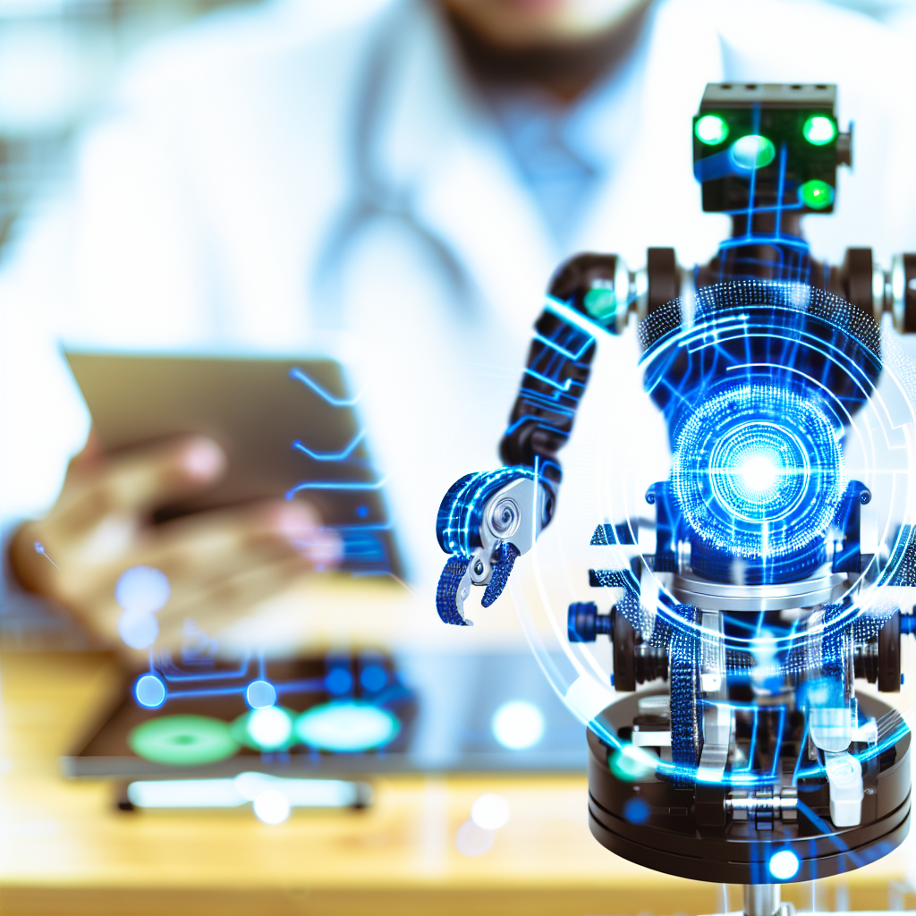 로보틱스의 형상과 연구자의 모습이 보임