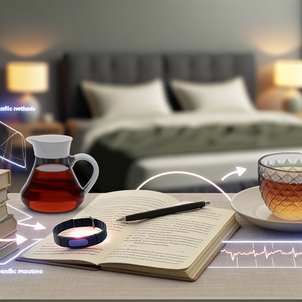 침대 곁에 불면증 개선을 위한 차가 놓여 있음